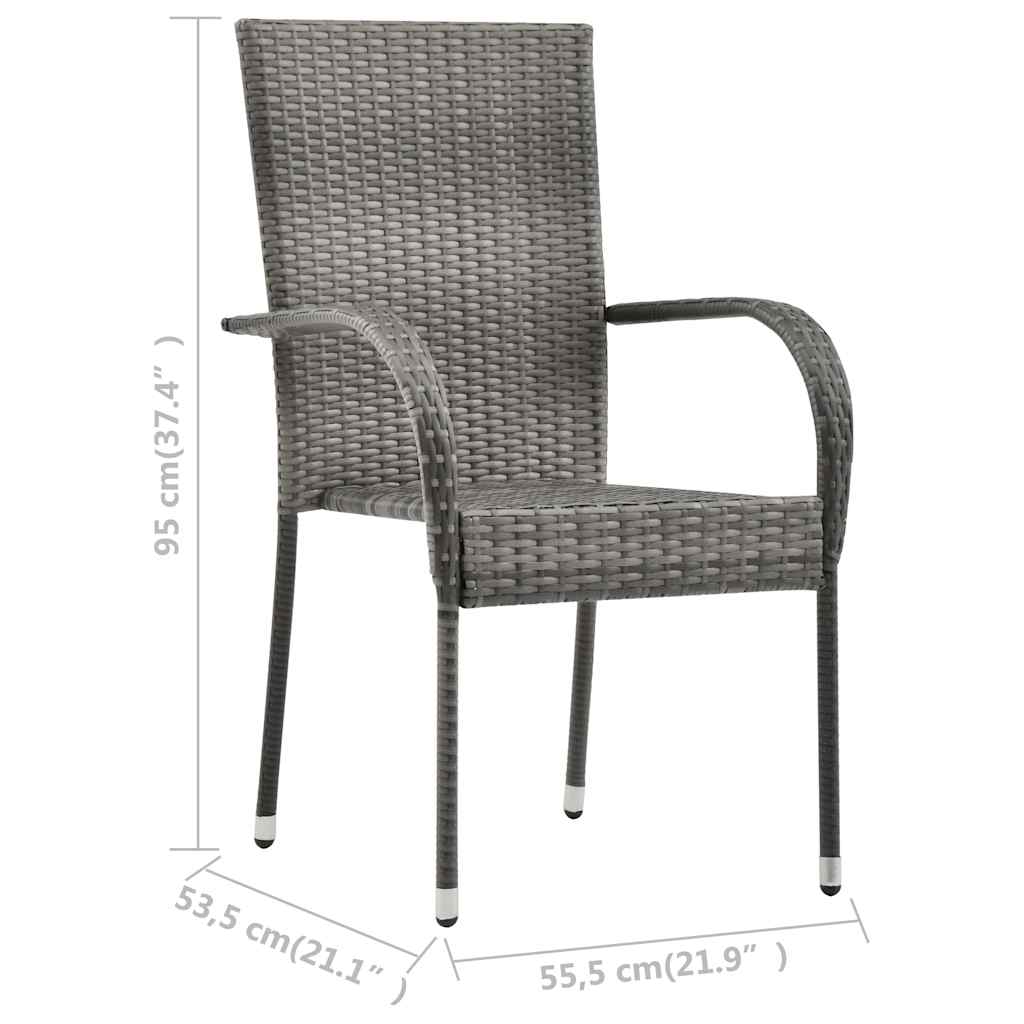 Ensemble à manger de jardin 3 pcs Gris