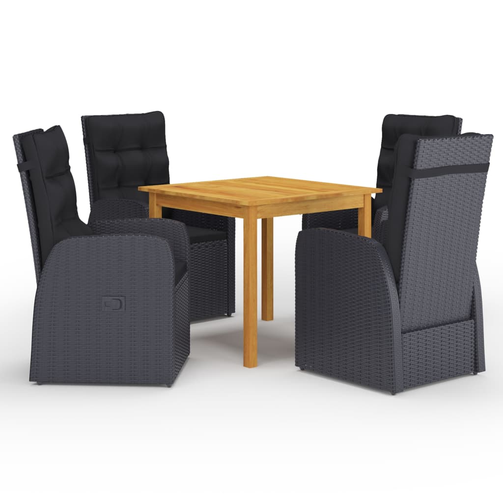 Ensemble à manger de jardin 5 pcs Noir