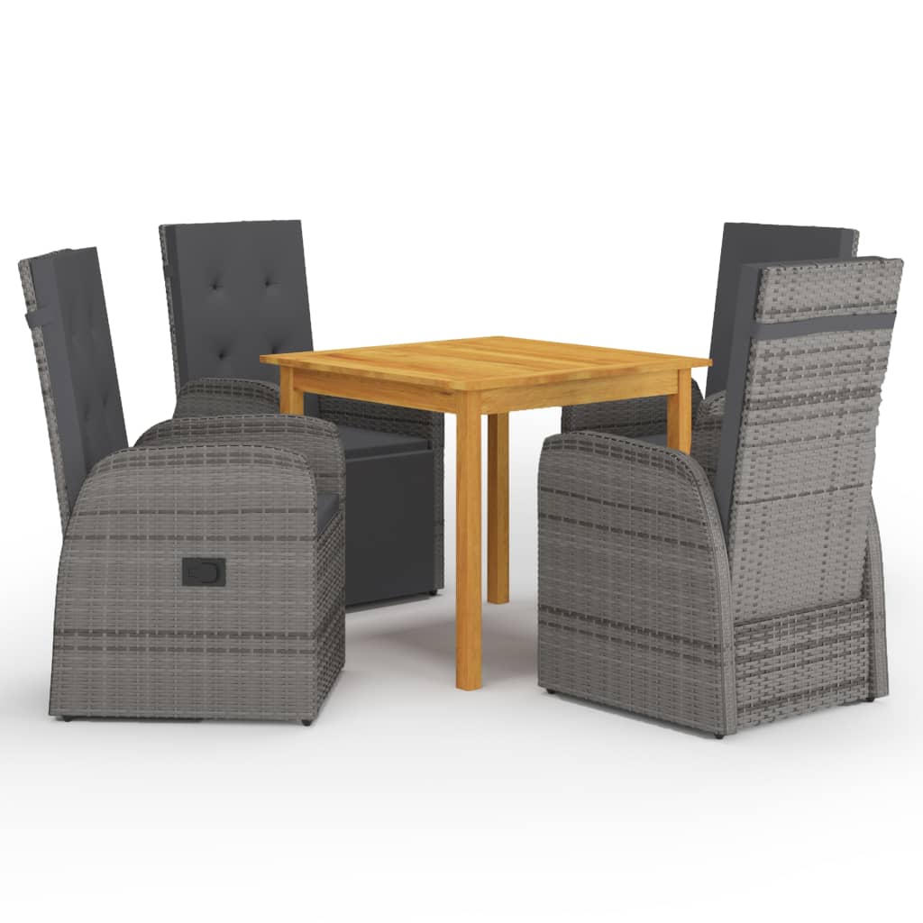 Ensemble à manger de jardin 5 pcs Gris