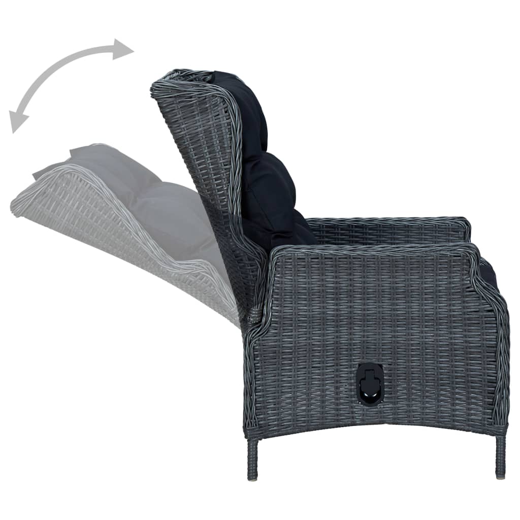 Ensemble à manger de jardin 3 pcs Gris foncé