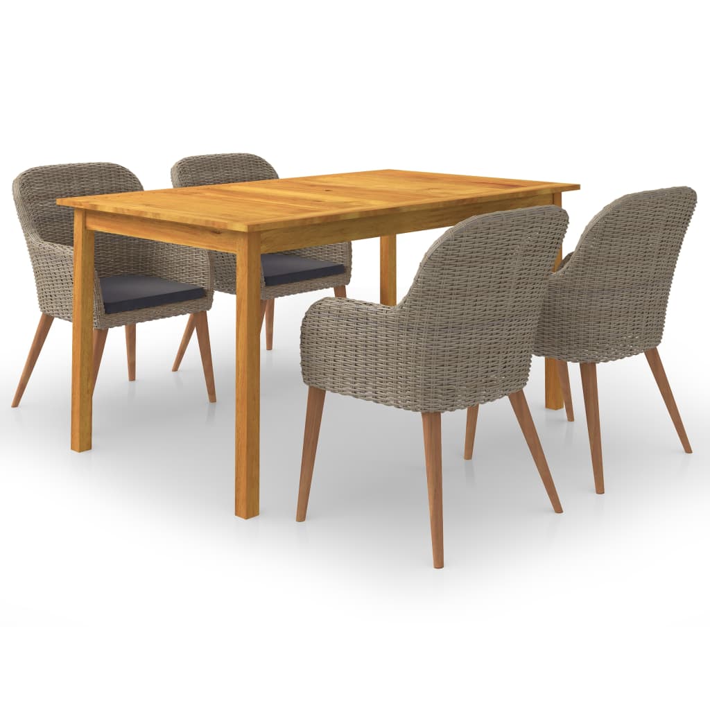 Ensemble à manger de jardin 5 pcs Marron