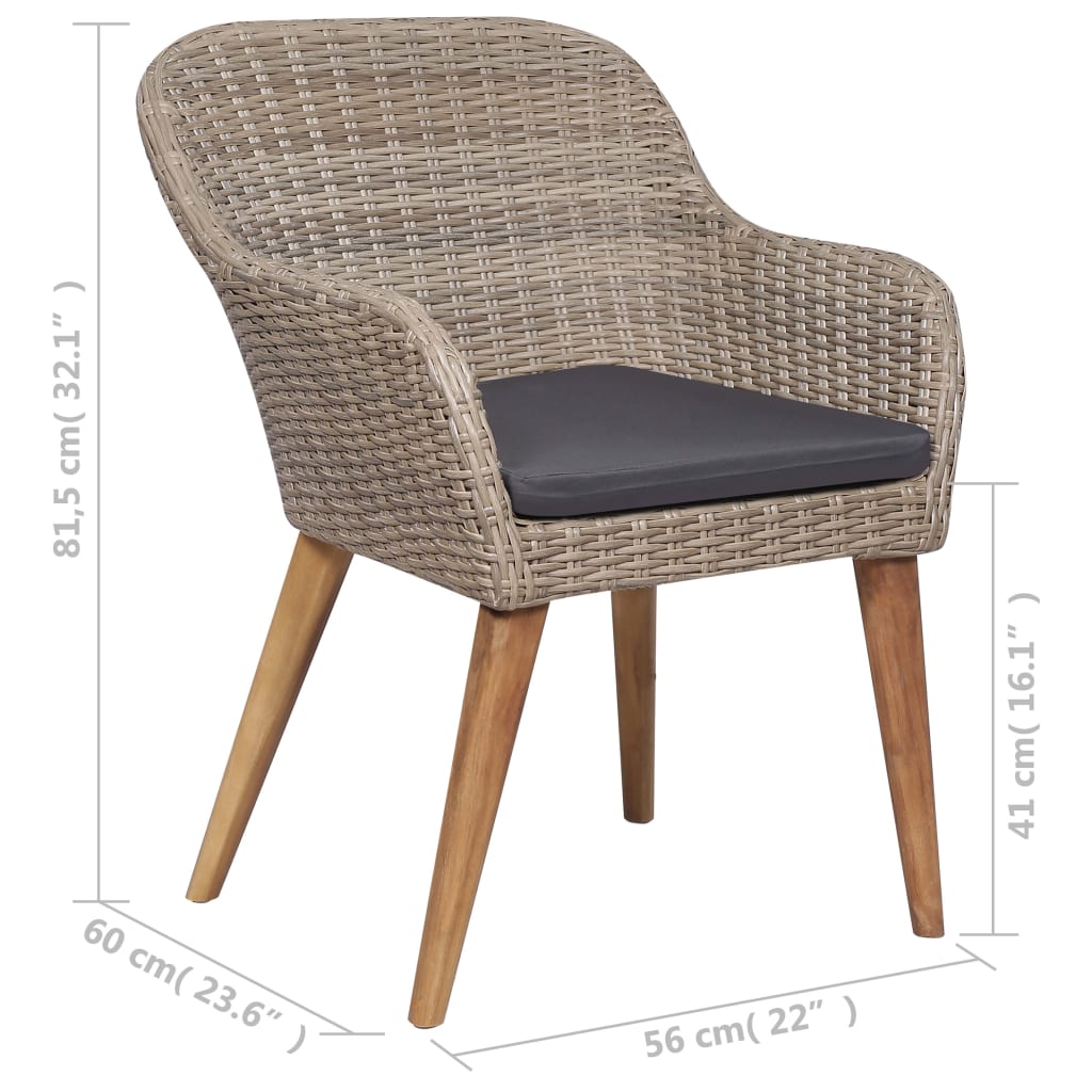 Ensemble à manger de jardin 7 pcs Marron