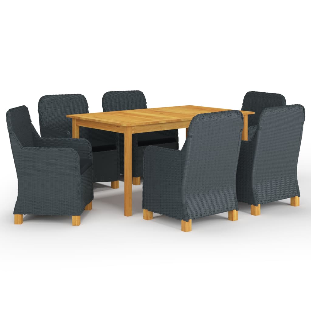 Ensemble à manger de jardin 7 pcs Gris foncé