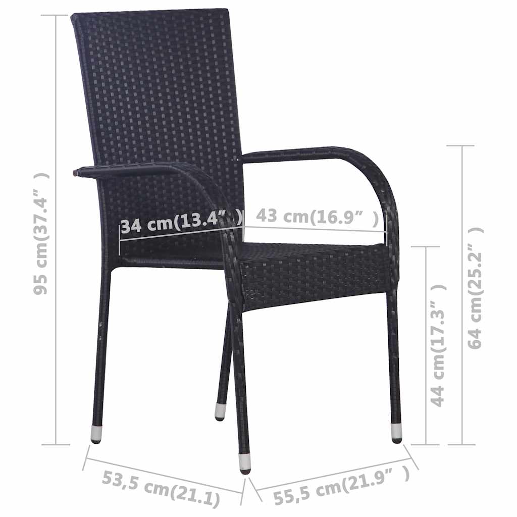 Ensemble à manger de jardin 7 pcs Noir