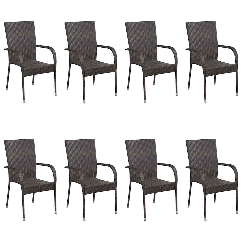 Ensemble à manger de jardin 9 pcs Marron