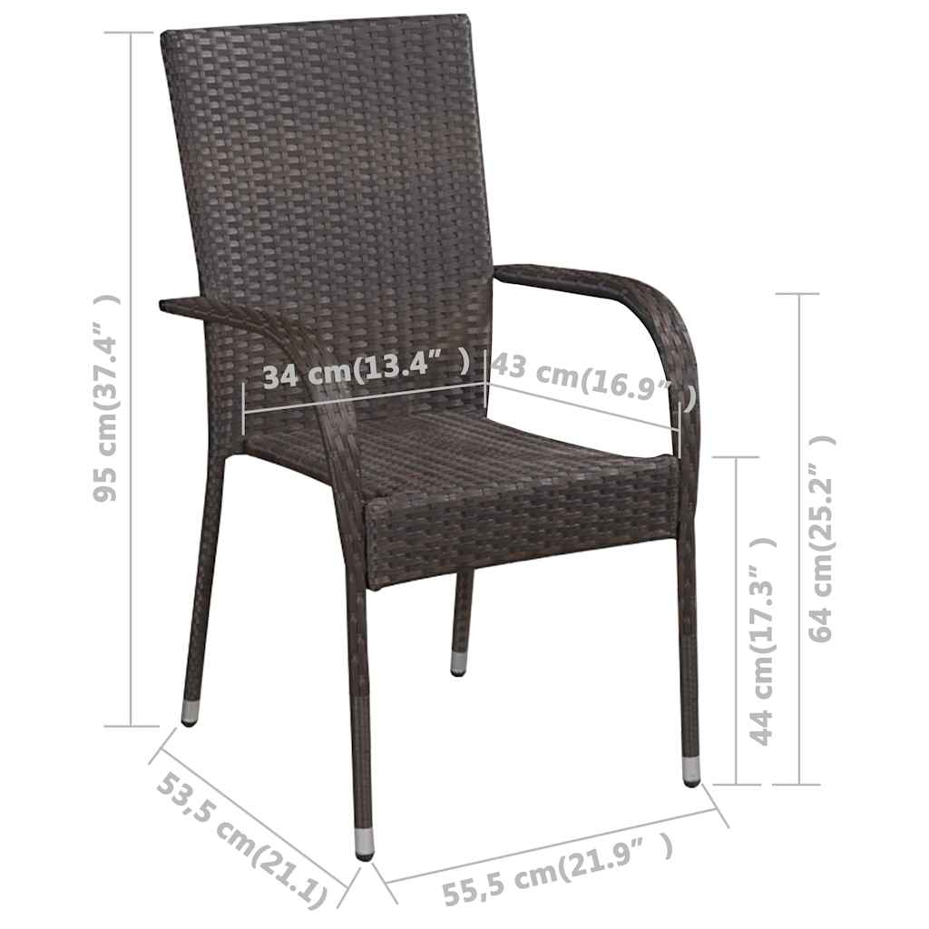 Ensemble à manger de jardin 9 pcs Marron