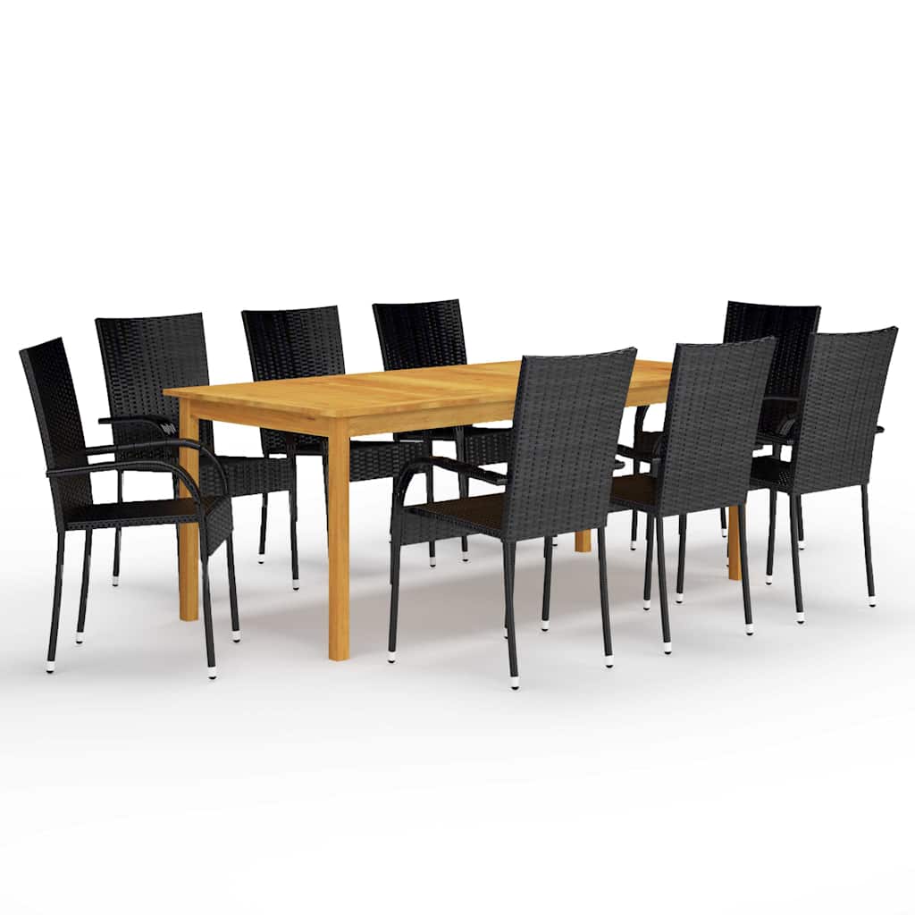 Ensemble à manger de jardin 9 pcs Noir