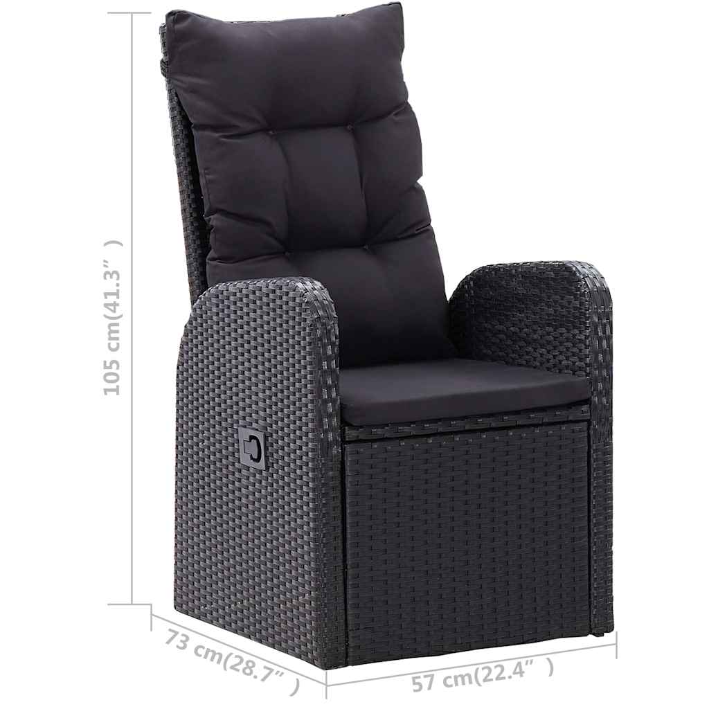 Ensemble à manger de jardin 7 pcs Noir