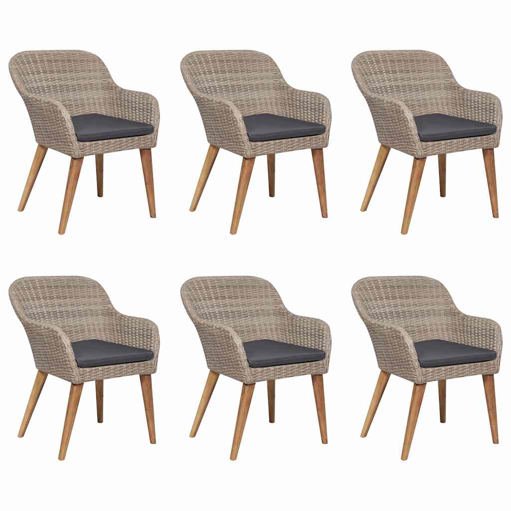 Ensemble à manger de jardin 7 pcs Marron