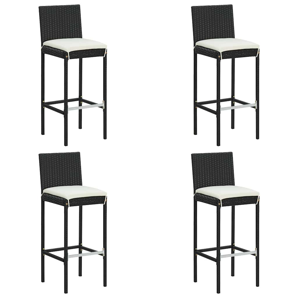 Ensemble de bar de jardin avec coussins 5 pcs Noir
