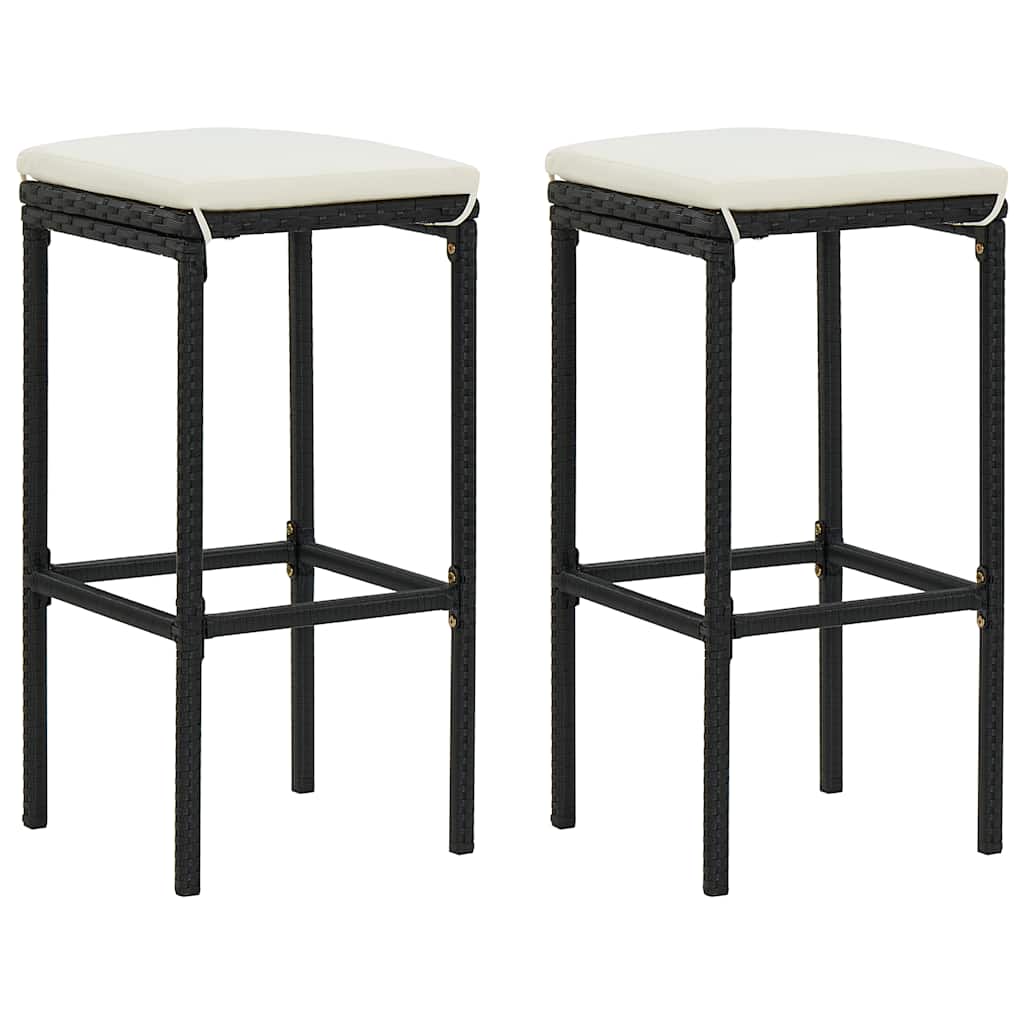 Ensemble de bar de jardin avec coussins 3 pcs Noir