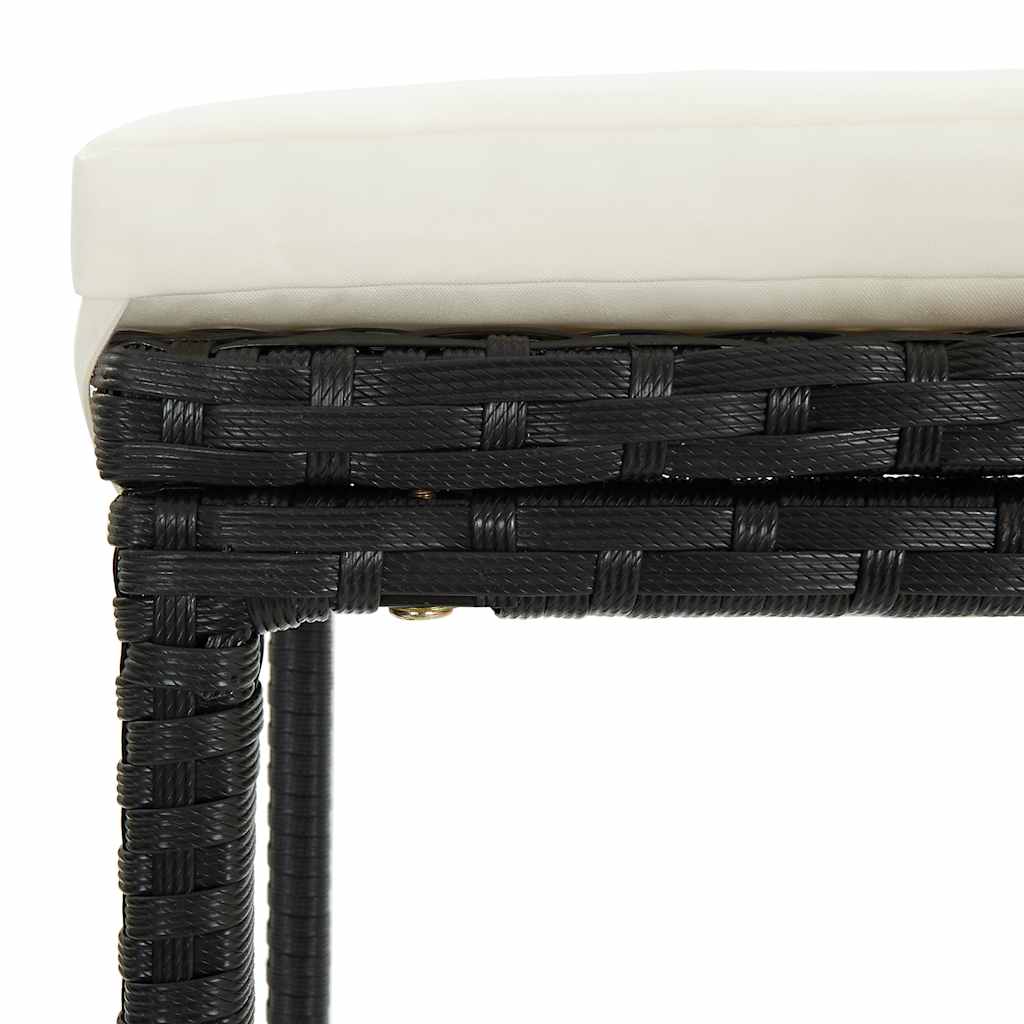 Ensemble de bar de jardin avec coussins 3 pcs Noir