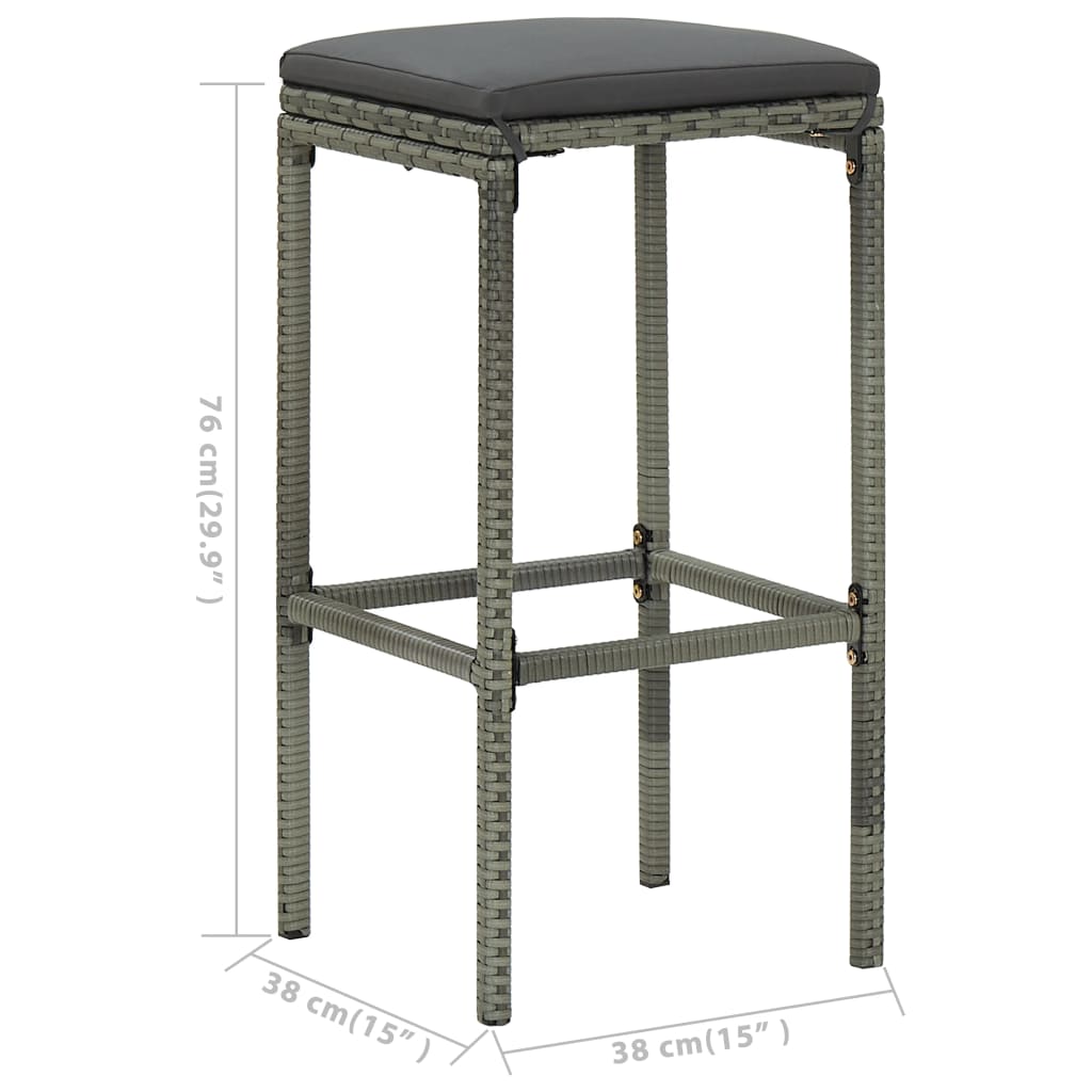 Ensemble de bar de jardin avec coussins 5 pcs Gris