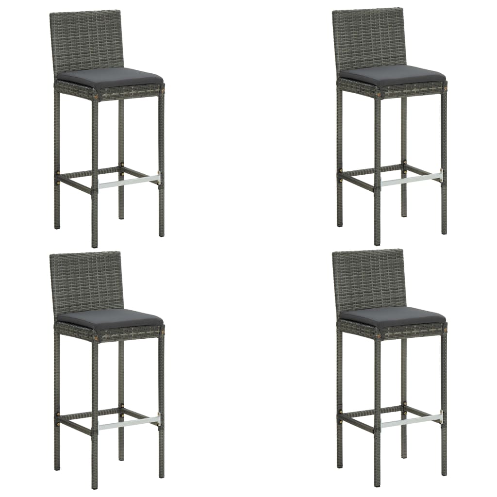 Ensemble de bar de jardin avec coussins 5 pcs Gris