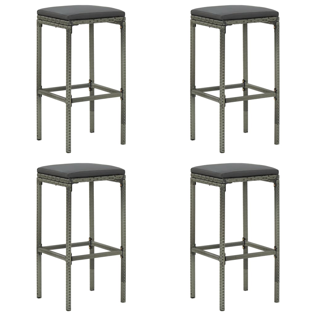 Ensemble de bar de jardin avec coussins 5 pcs Gris