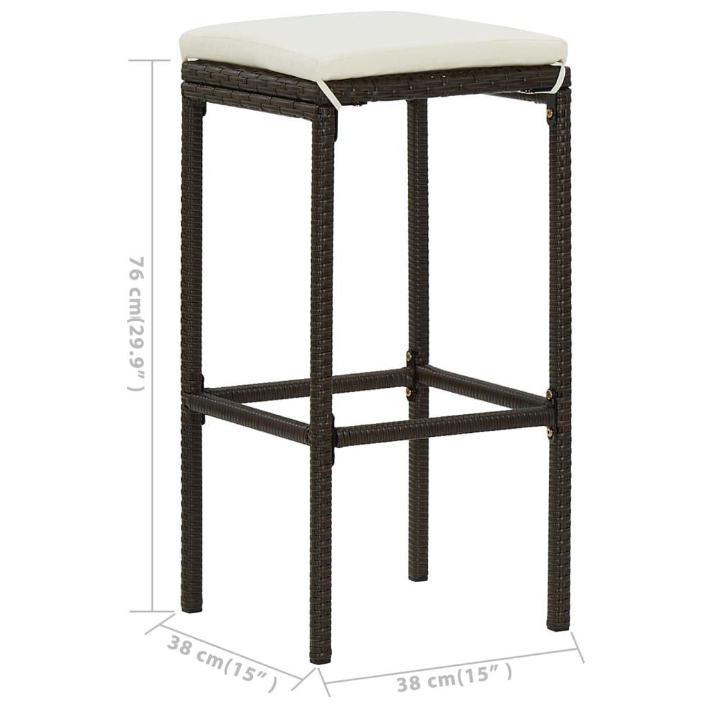Ensemble de bar de jardin avec coussins 7 pcs Marron