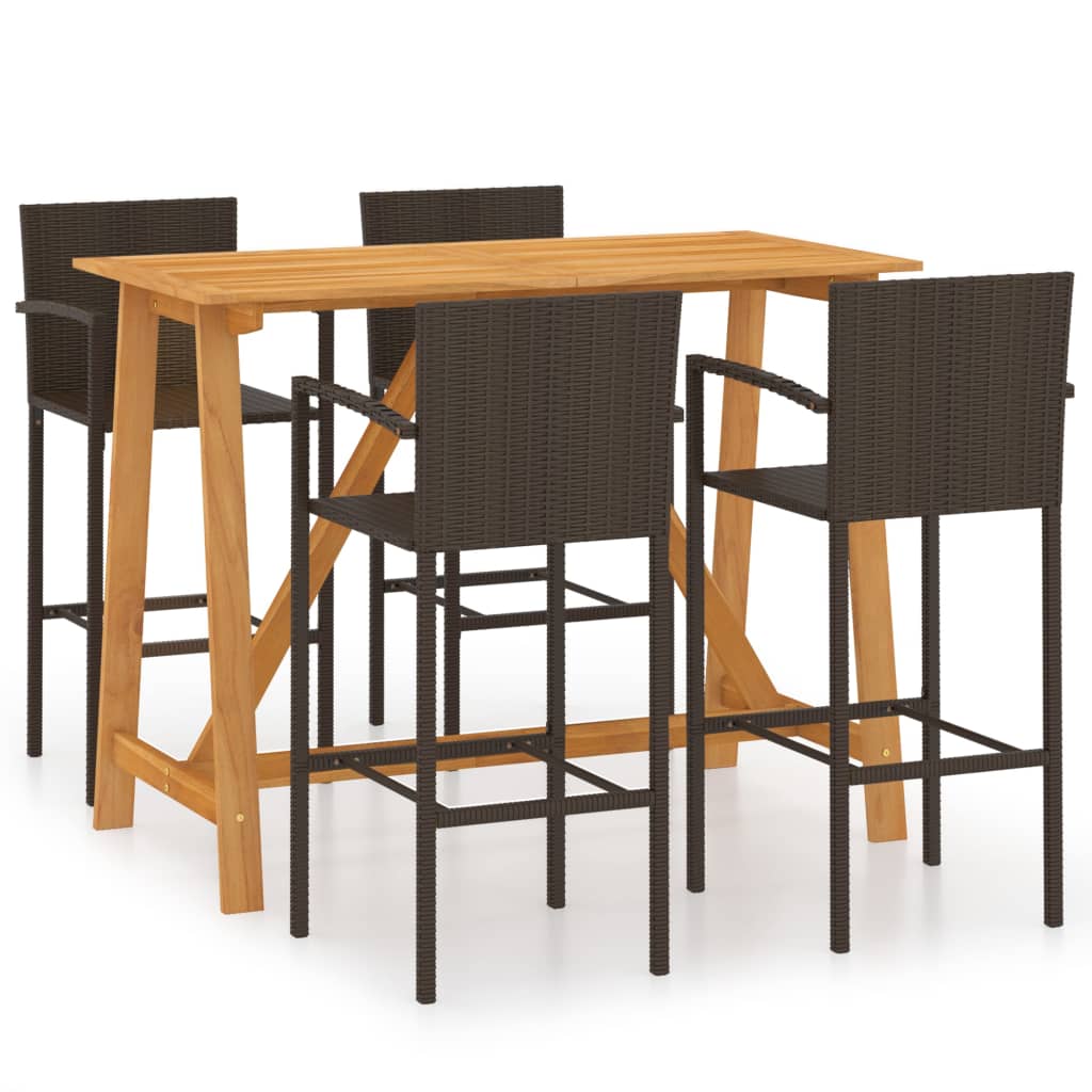 Ensemble de bar de jardin 5 pcs Marron