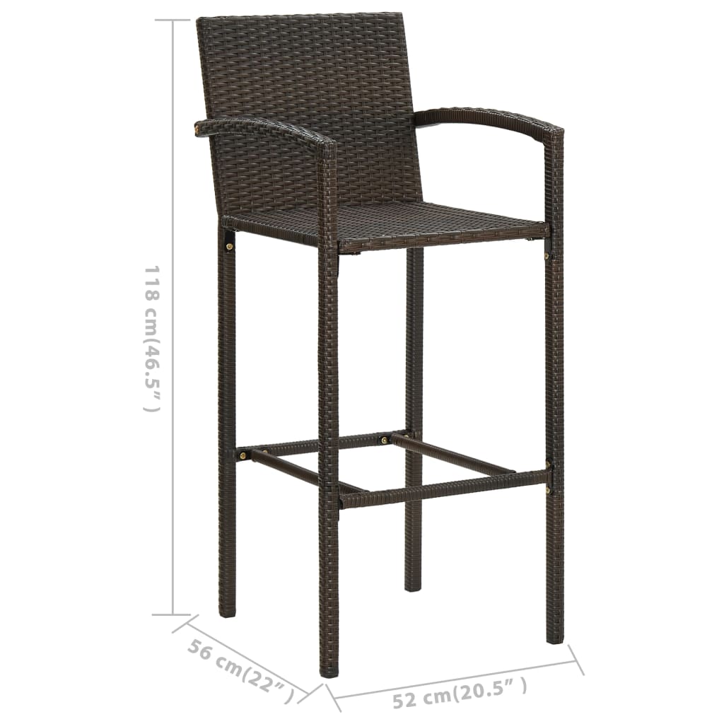 Ensemble de bar de jardin 5 pcs Marron