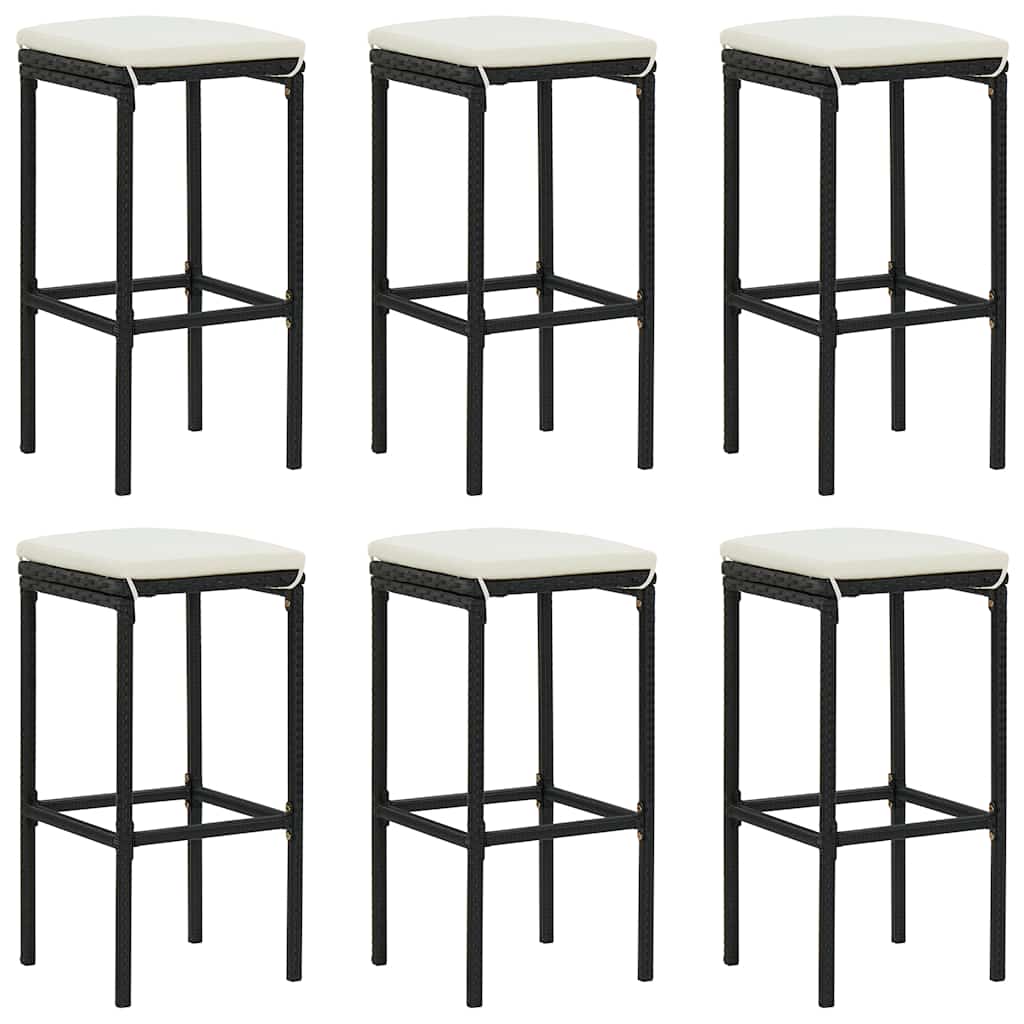 Ensemble de bar de jardin avec coussins 7 pcs Noir