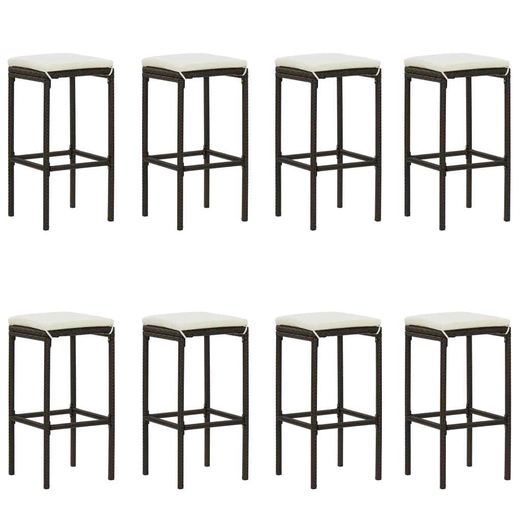 Ensemble de bar de jardin avec coussins 9 pcs Noir