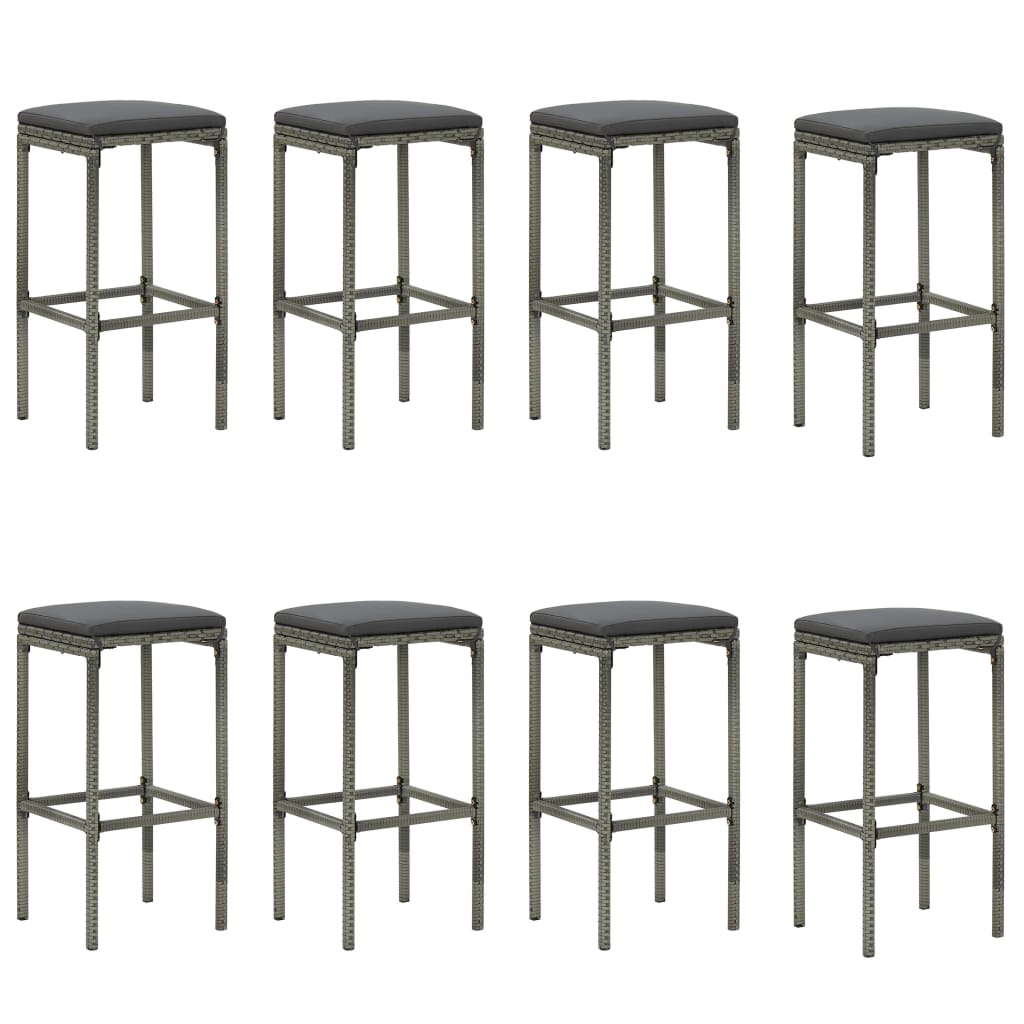 Ensemble de bar de jardin avec coussins 9 pcs Gris