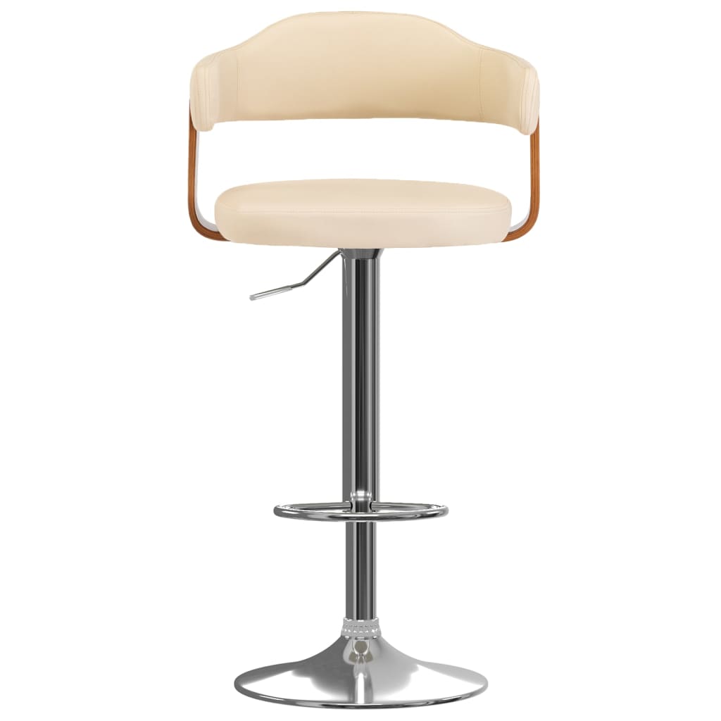 Tabourets de bar lot de 2 crème bois courbé et similicuir - XIOS
