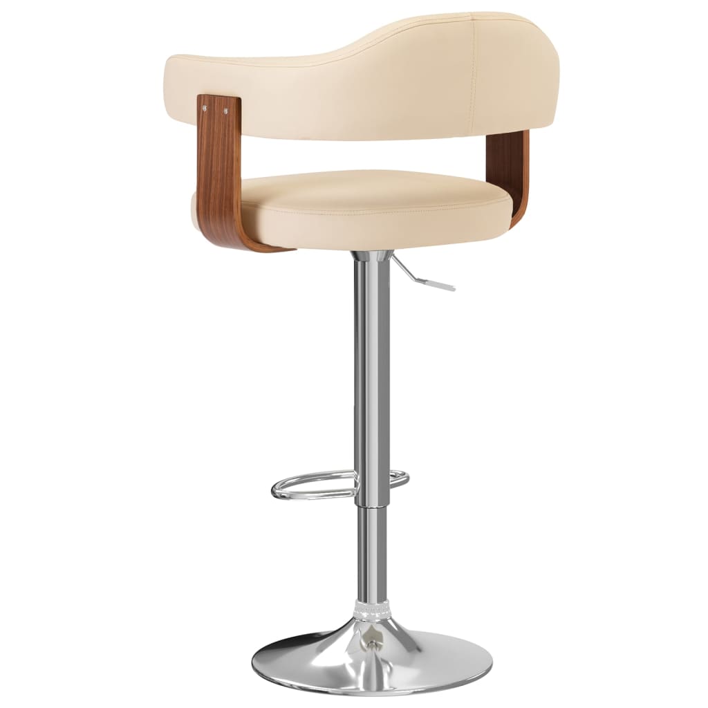 Tabourets de bar lot de 2 crème bois courbé et similicuir - XIOS