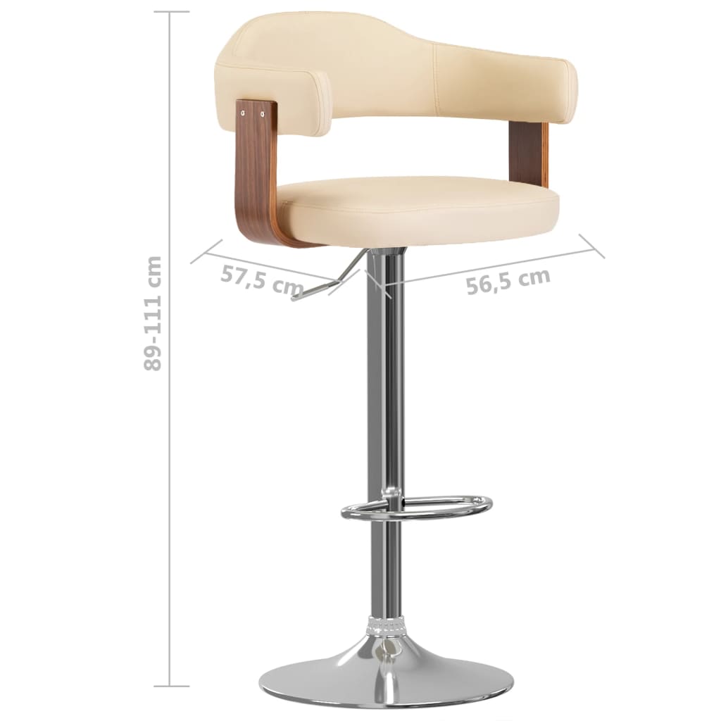Tabourets de bar lot de 2 crème bois courbé et similicuir - XIOS