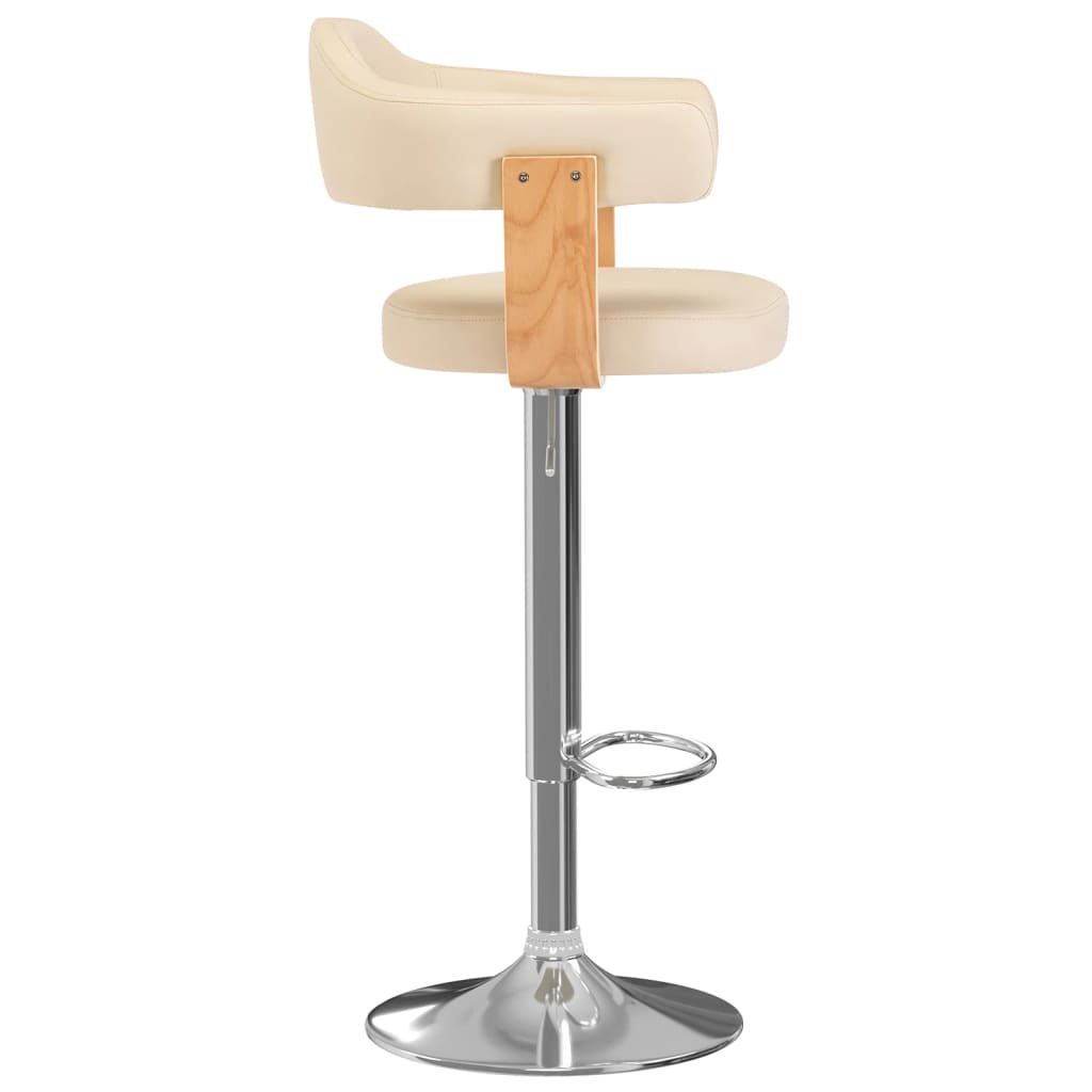 Tabourets de bar lot de 2 crème bois courbé et similicuir - XIOS