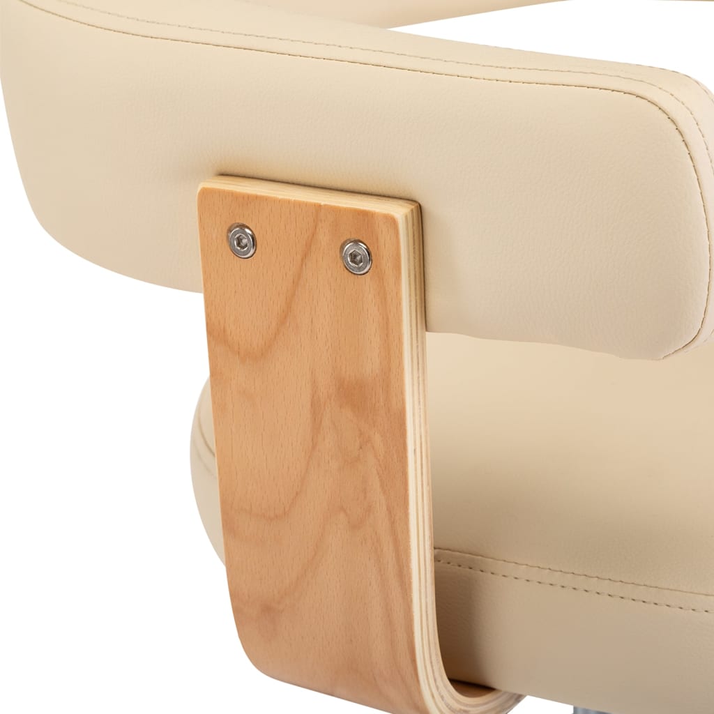 Tabourets de bar lot de 2 crème bois courbé et similicuir - XIOS