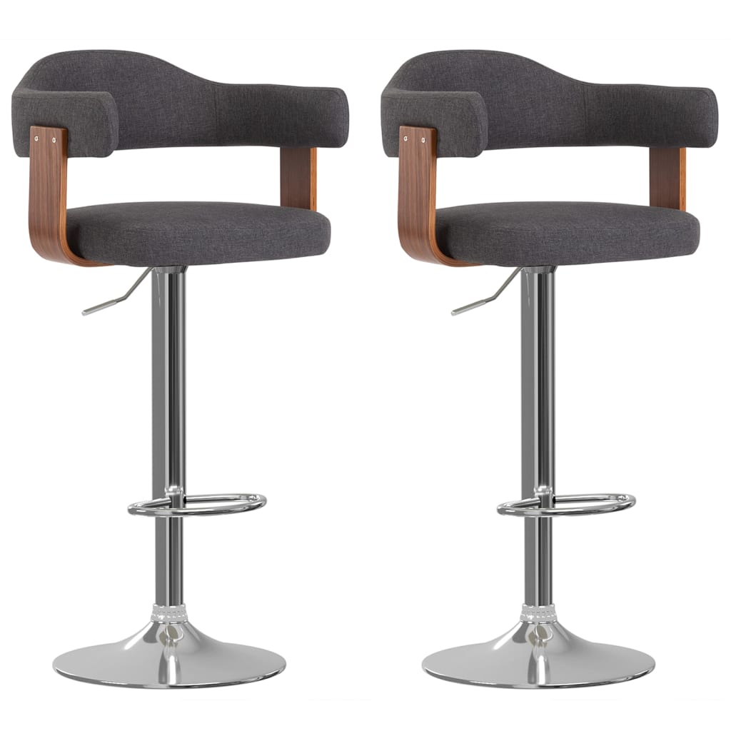 Tabourets de bar lot de 2 gris foncé bois courbé et tissu - XIOS