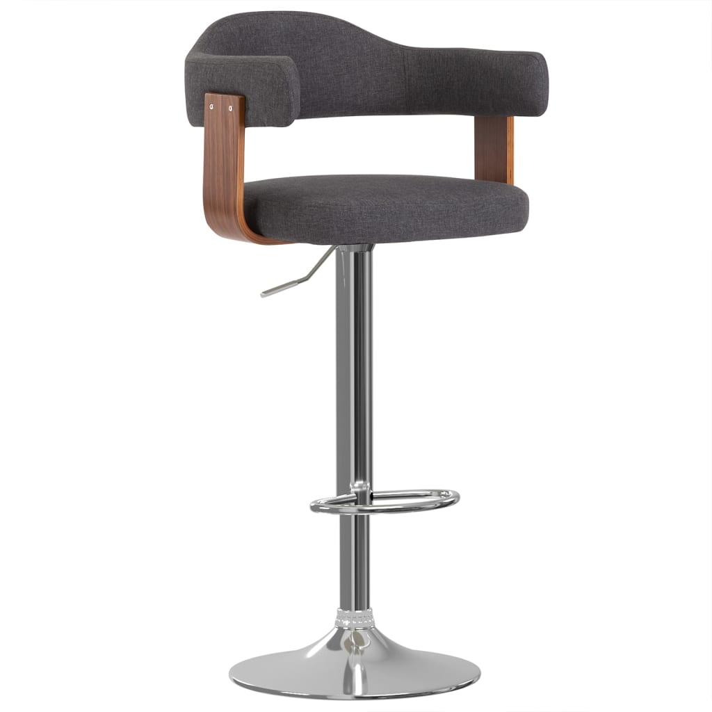 Tabourets de bar lot de 2 gris foncé bois courbé et tissu - XIOS