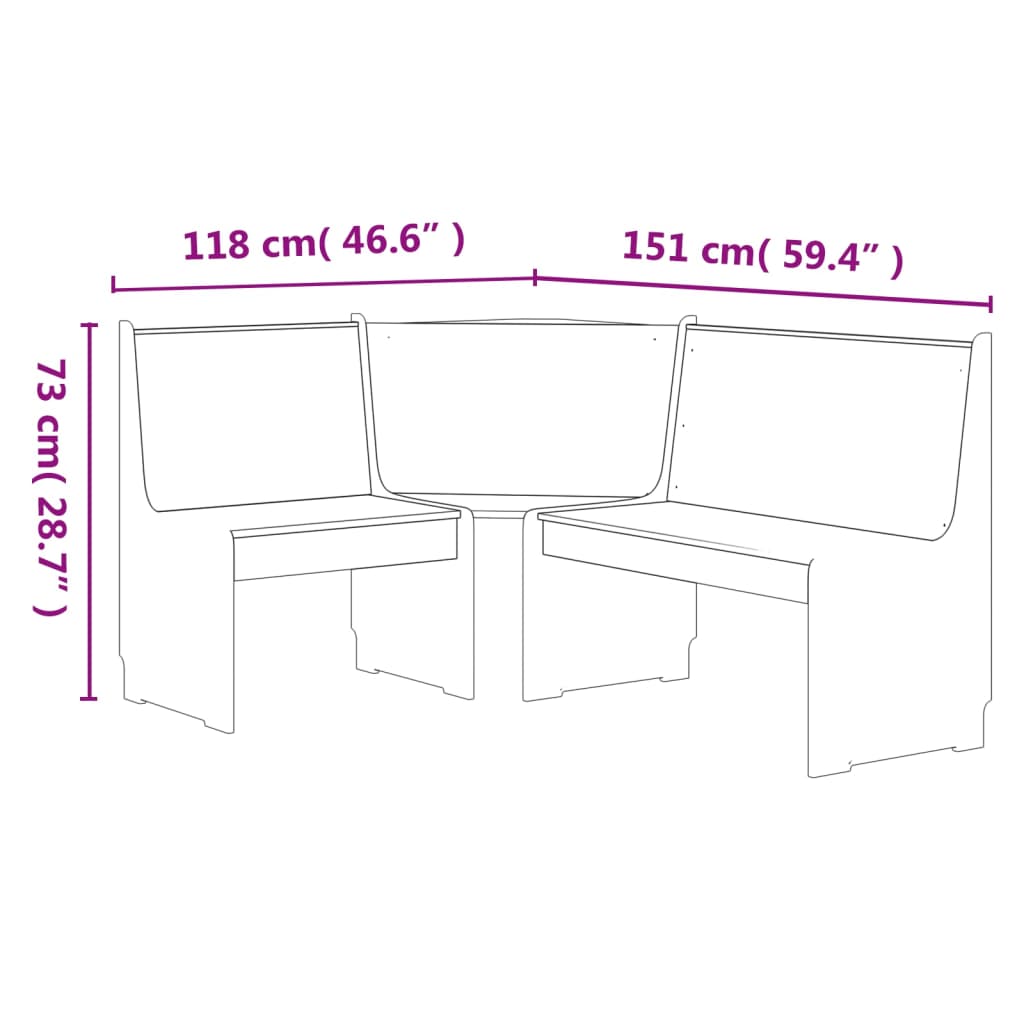 Banc d'angle REINE 151 cm marron miel bois de pin solide - XIOS