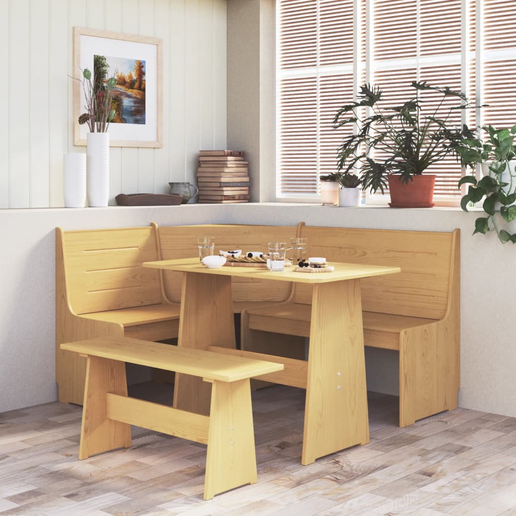 Banc d'angle REINE 151 cm marron miel bois de pin solide - XIOS