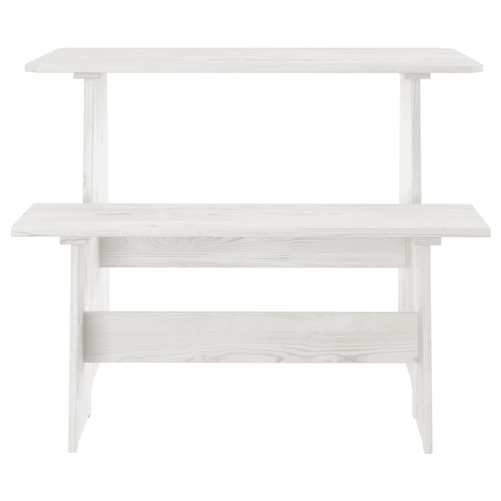 Table à manger avec banc REINE blanc bois de pin solide - XIOS