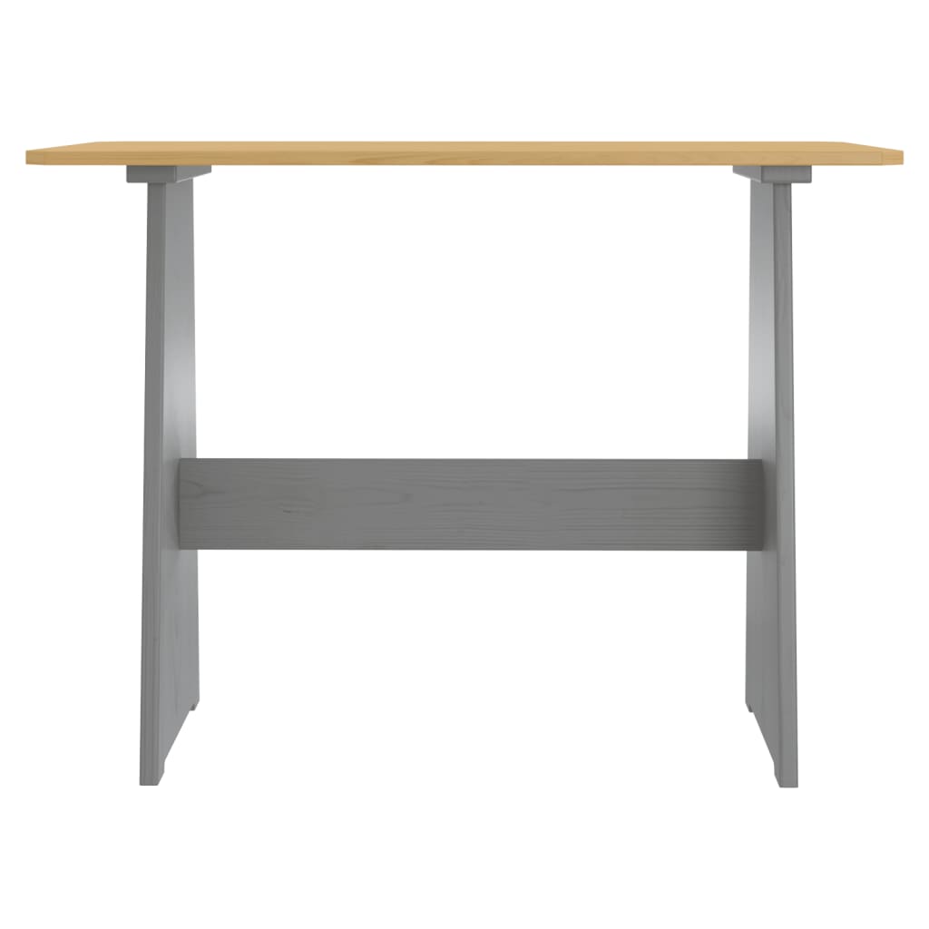 Table à manger et banc REINE marron miel gris bois pin solide - XIOS