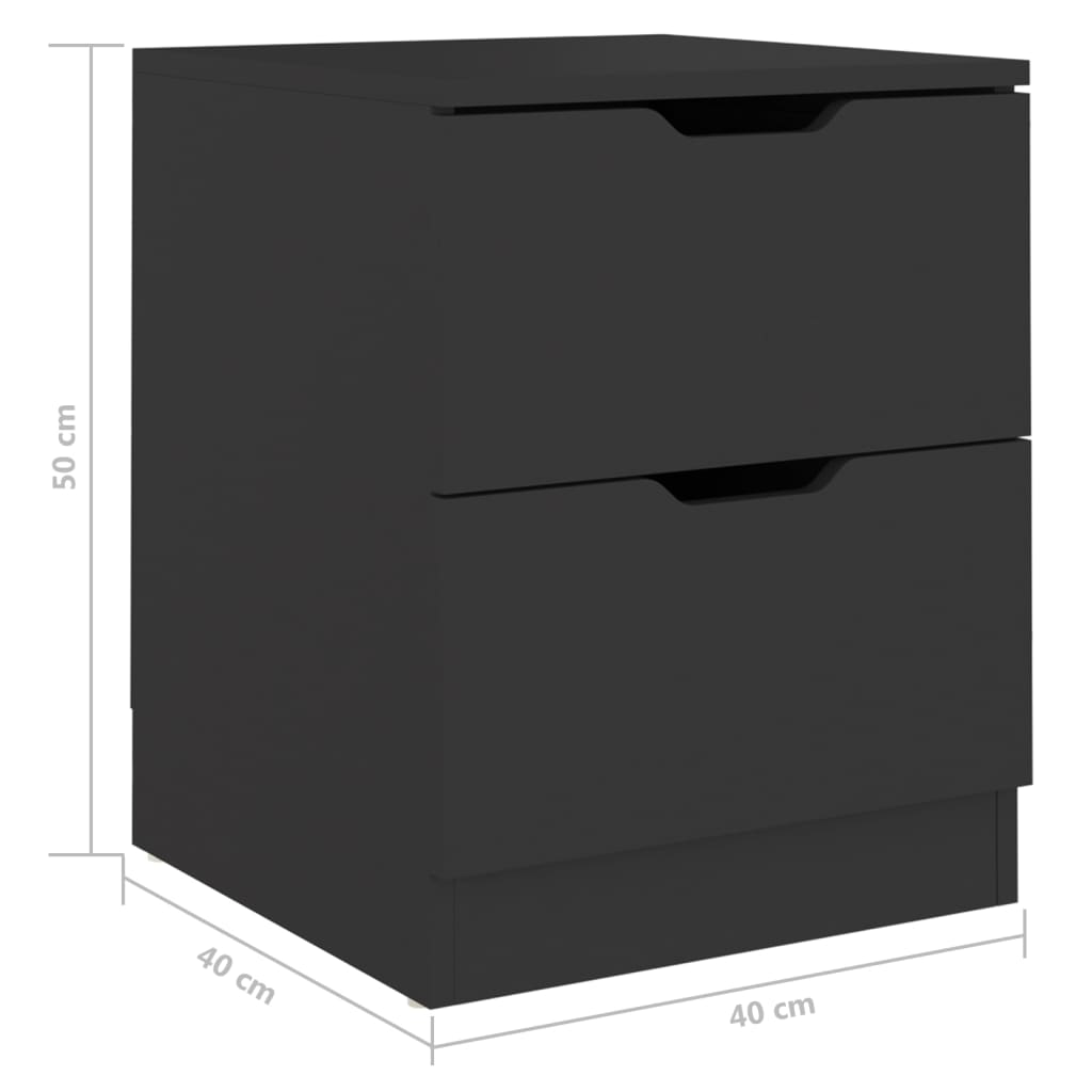 Tables de chevet 2 pcs noir 40x40x50 cm bois d’ingénierie - XIOS