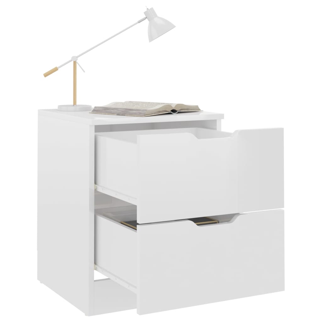 Tables de chevet 2pcs Blanc brillant 40x40x50cm bois ingénierie - XIOS