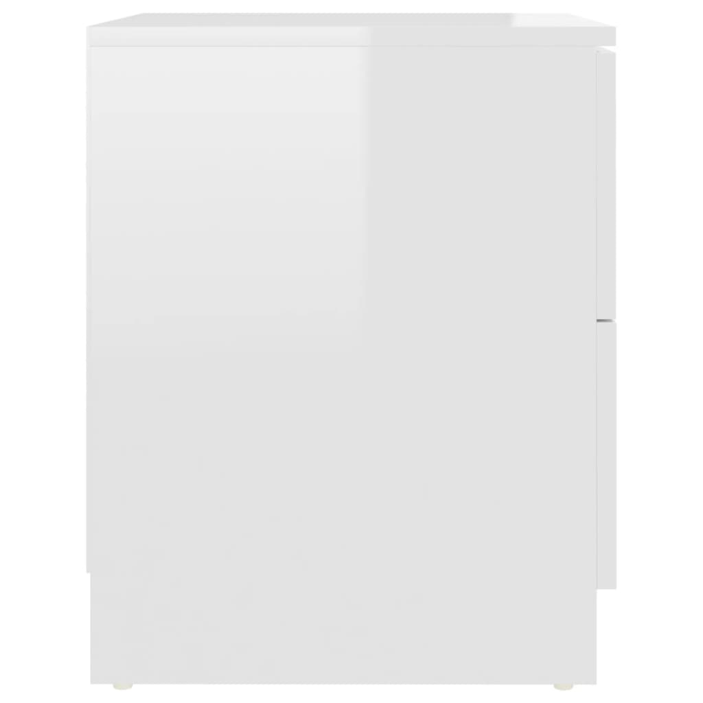 Tables de chevet 2pcs Blanc brillant 40x40x50cm bois ingénierie - XIOS