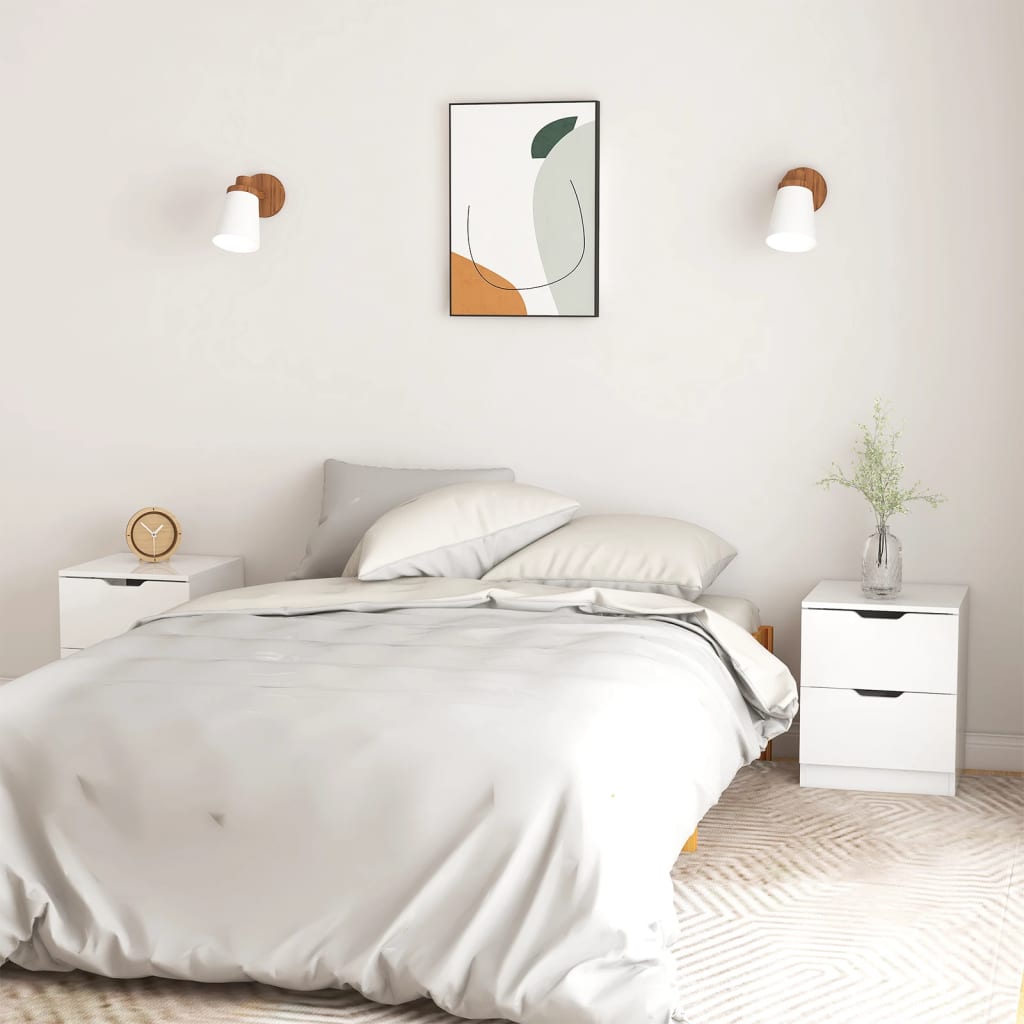 Tables de chevet 2pcs Blanc brillant 40x40x50cm bois ingénierie - XIOS