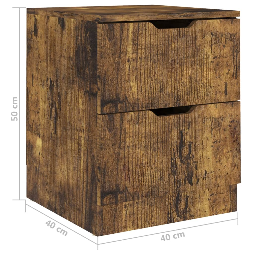 Tables de chevet 2 pcs chêne fumé 40x40x50 cm bois d'ingénierie - XIOS