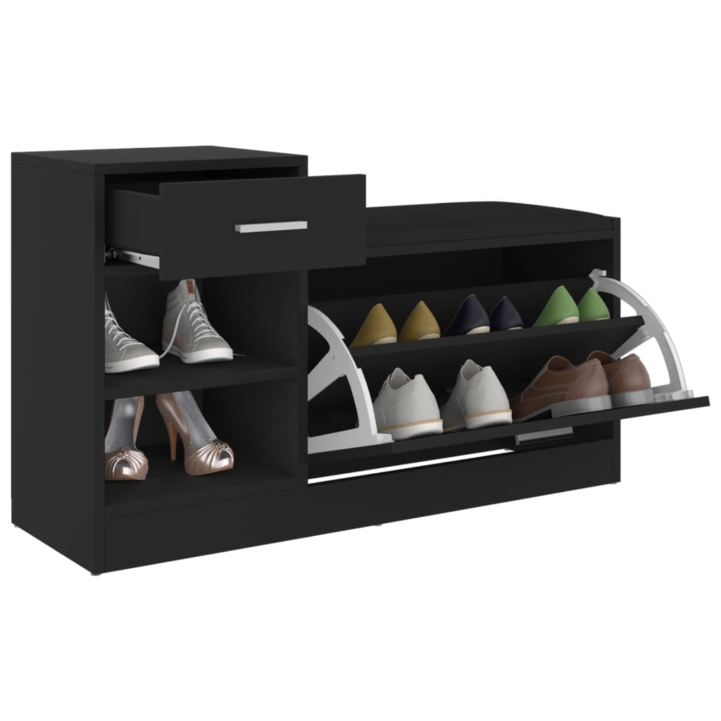 Banc à chaussures Noir 94,5x31x57 cm Aggloméré - XIOS