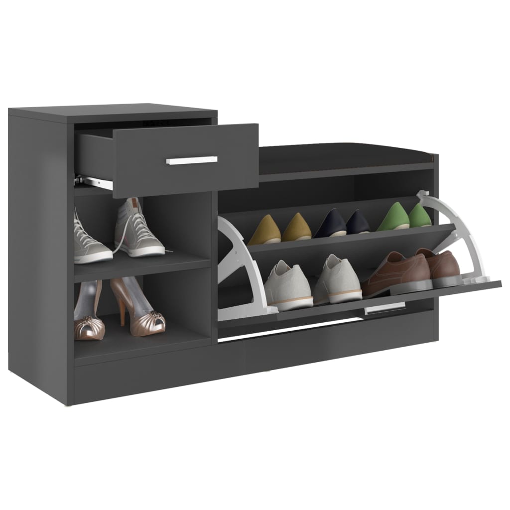 Banc à chaussures Gris 94,5x31x57 cm Aggloméré - XIOS
