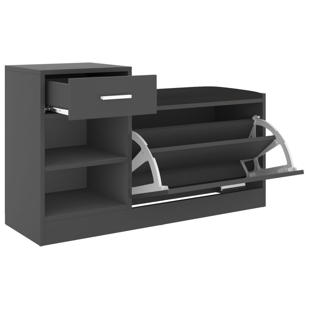 Banc à chaussures Gris 94,5x31x57 cm Aggloméré - XIOS