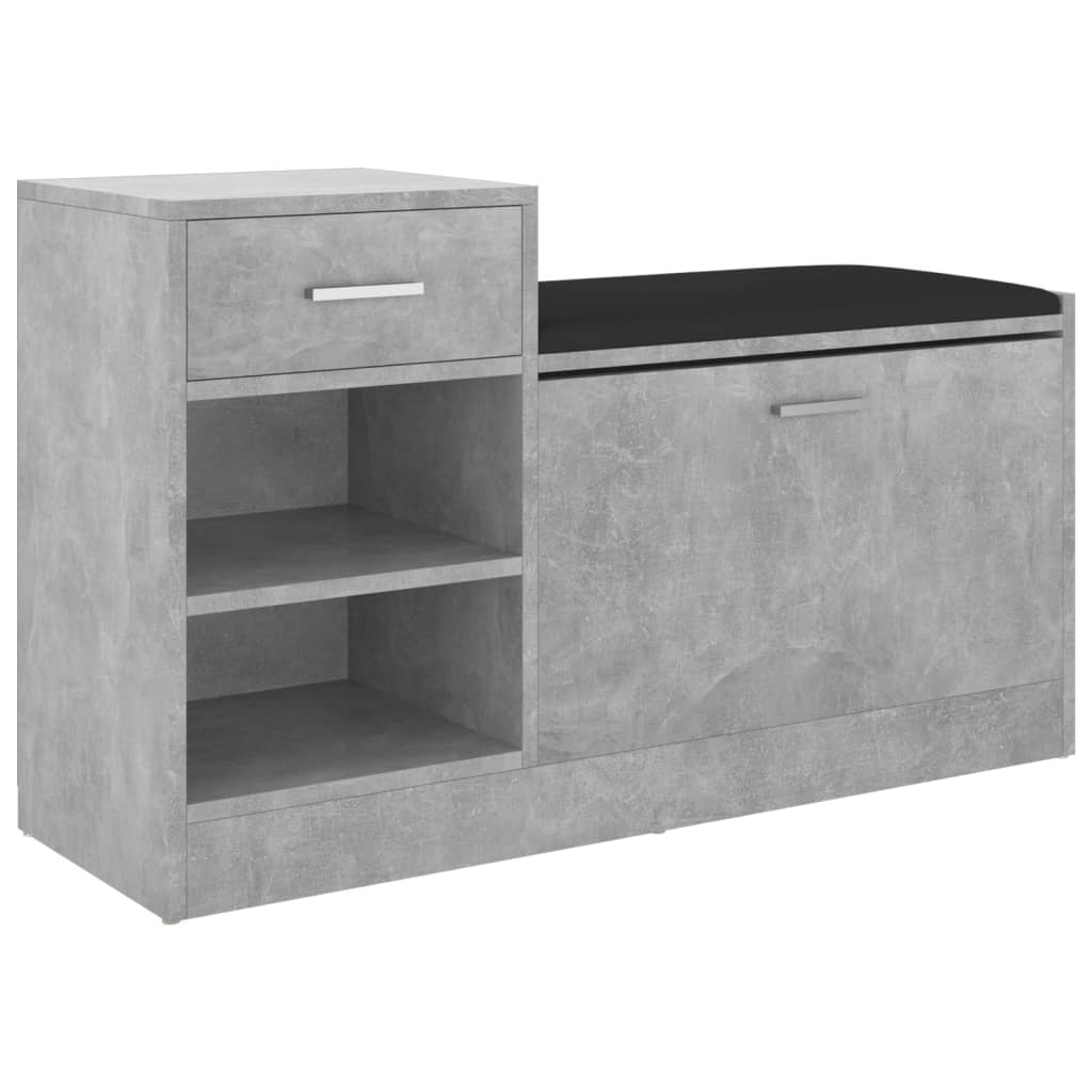 Banc à chaussures Gris béton 94,5x31x57 cm Aggloméré - XIOS