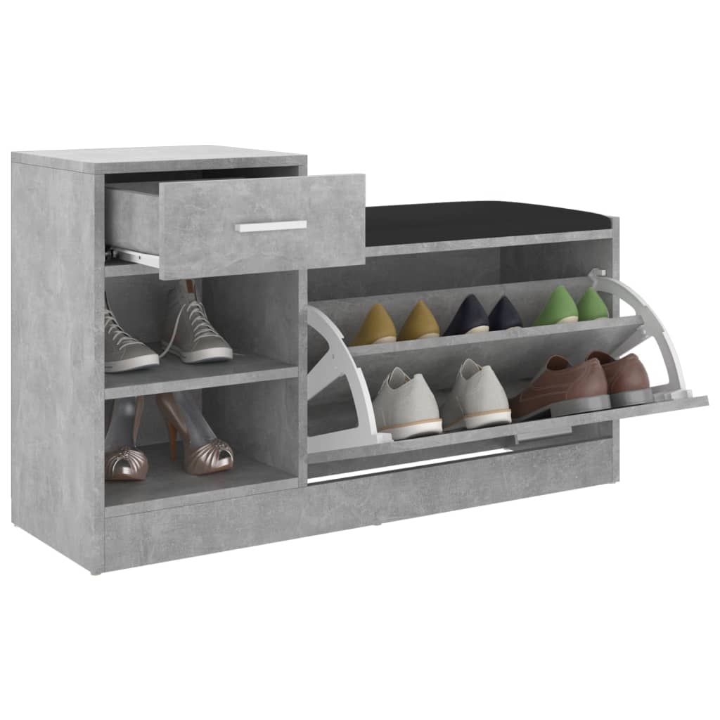 Banc à chaussures Gris béton 94,5x31x57 cm Aggloméré - XIOS