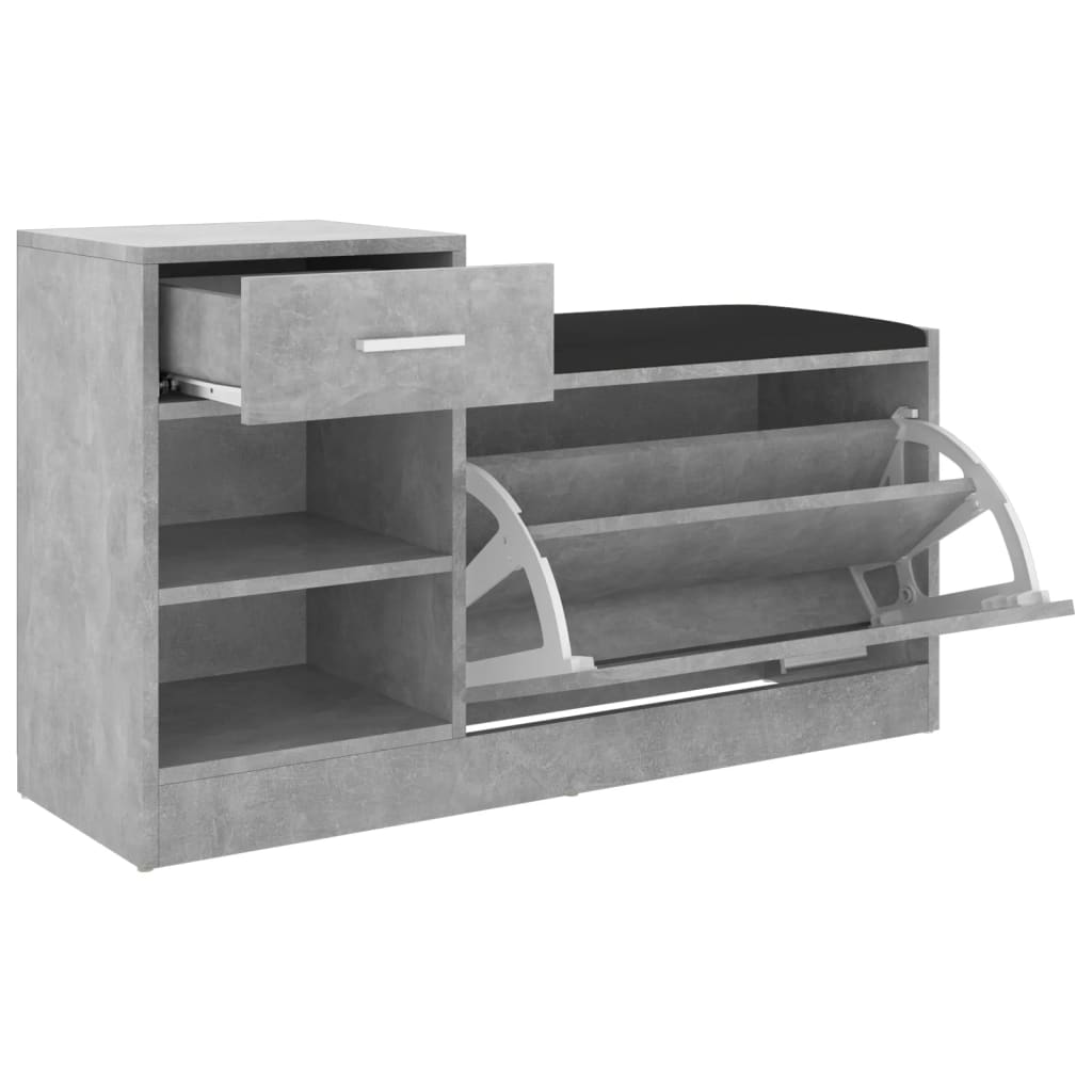 Banc à chaussures Gris béton 94,5x31x57 cm Aggloméré - XIOS