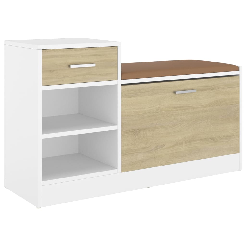 Banc à chaussures Chêne et blanc Sonoma 94,5x31x57 cm Aggloméré - XIOS