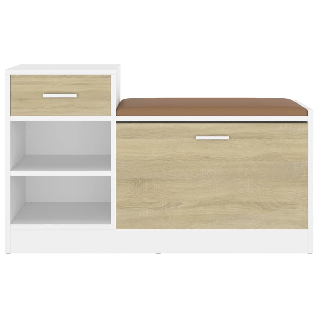 Banc à chaussures Chêne et blanc Sonoma 94,5x31x57 cm Aggloméré - XIOS