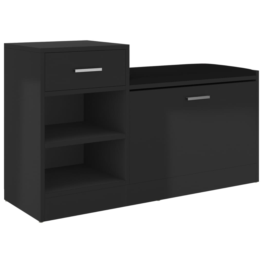 Banc à chaussures Noir brillant 94,5x31x57 cm Aggloméré - XIOS